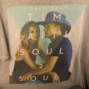 T&F Men’s 2XL Tim McGraw & Faith Hill Soul 2 Soul 2018 World Tour Gray T-shirt